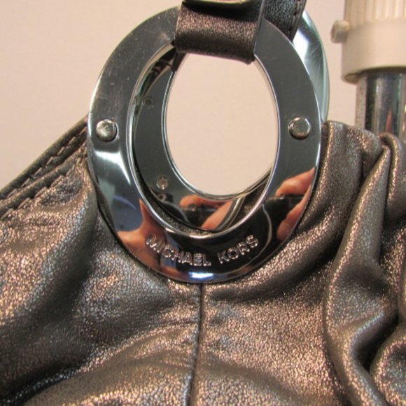 Michael Kors Steel Gray Leather Shoulder Bag - Picture 9 of 16